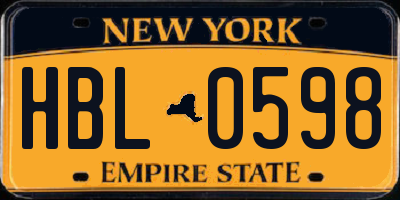 NY license plate HBL0598
