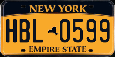 NY license plate HBL0599