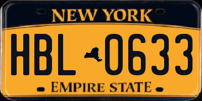 NY license plate HBL0633