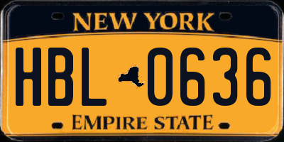 NY license plate HBL0636