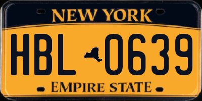 NY license plate HBL0639