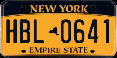 NY license plate HBL0641