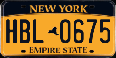 NY license plate HBL0675
