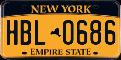 NY license plate HBL0686