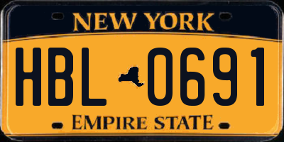 NY license plate HBL0691