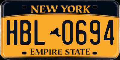 NY license plate HBL0694