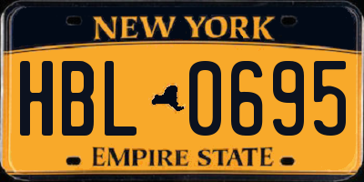 NY license plate HBL0695