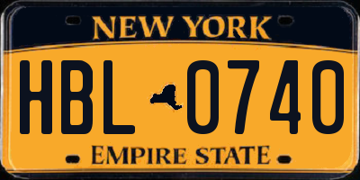 NY license plate HBL0740