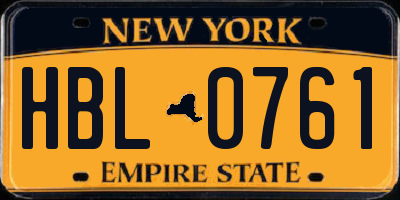 NY license plate HBL0761