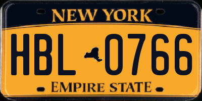 NY license plate HBL0766