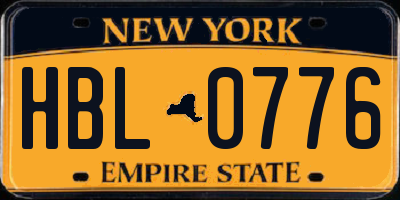 NY license plate HBL0776