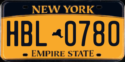 NY license plate HBL0780