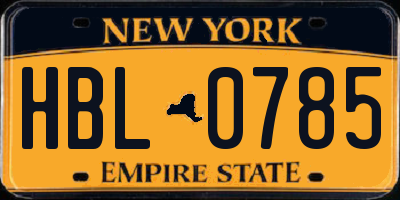 NY license plate HBL0785