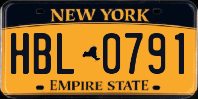 NY license plate HBL0791