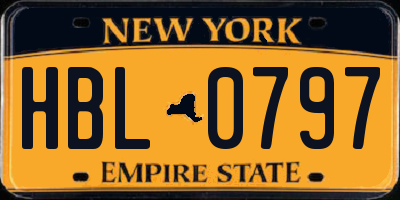NY license plate HBL0797