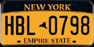 NY license plate HBL0798