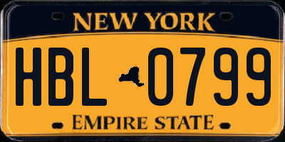 NY license plate HBL0799