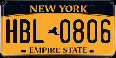 NY license plate HBL0806