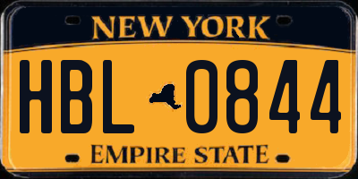 NY license plate HBL0844
