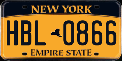 NY license plate HBL0866