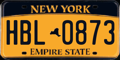NY license plate HBL0873