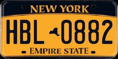 NY license plate HBL0882