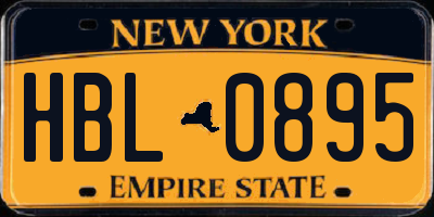 NY license plate HBL0895