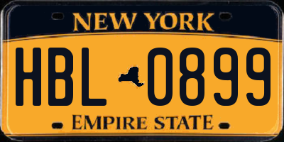 NY license plate HBL0899