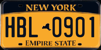 NY license plate HBL0901
