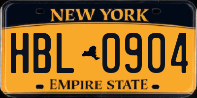 NY license plate HBL0904