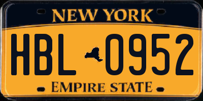 NY license plate HBL0952