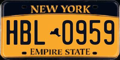 NY license plate HBL0959