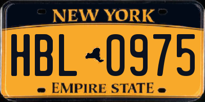 NY license plate HBL0975