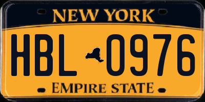 NY license plate HBL0976