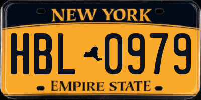 NY license plate HBL0979