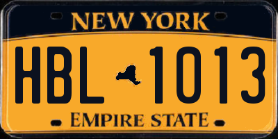 NY license plate HBL1013