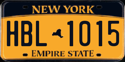 NY license plate HBL1015