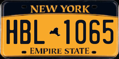 NY license plate HBL1065
