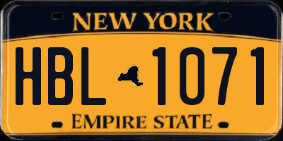 NY license plate HBL1071
