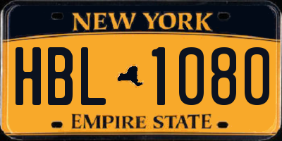 NY license plate HBL1080