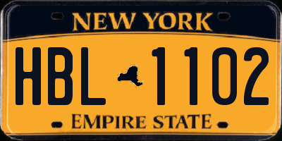NY license plate HBL1102