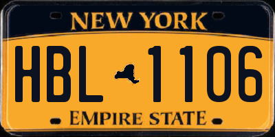 NY license plate HBL1106