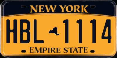 NY license plate HBL1114