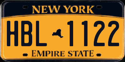 NY license plate HBL1122