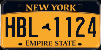 NY license plate HBL1124