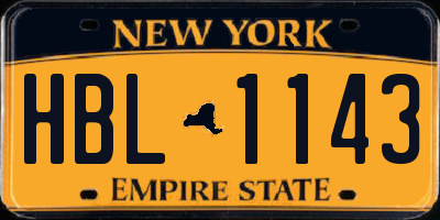 NY license plate HBL1143