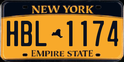 NY license plate HBL1174