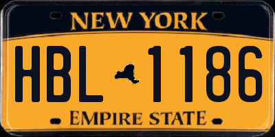 NY license plate HBL1186