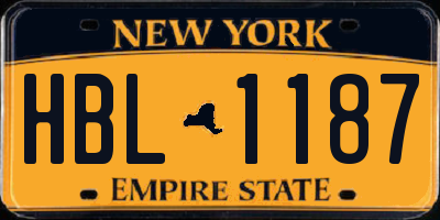 NY license plate HBL1187