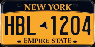NY license plate HBL1204